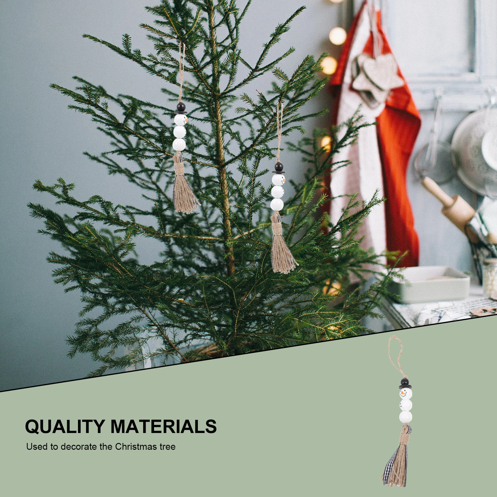 

2 Pcs Snowman Wooden Beads Xmas Ornaments Pendant Fastener Rustic Hanging Craft Decor Christmas Scene Festival