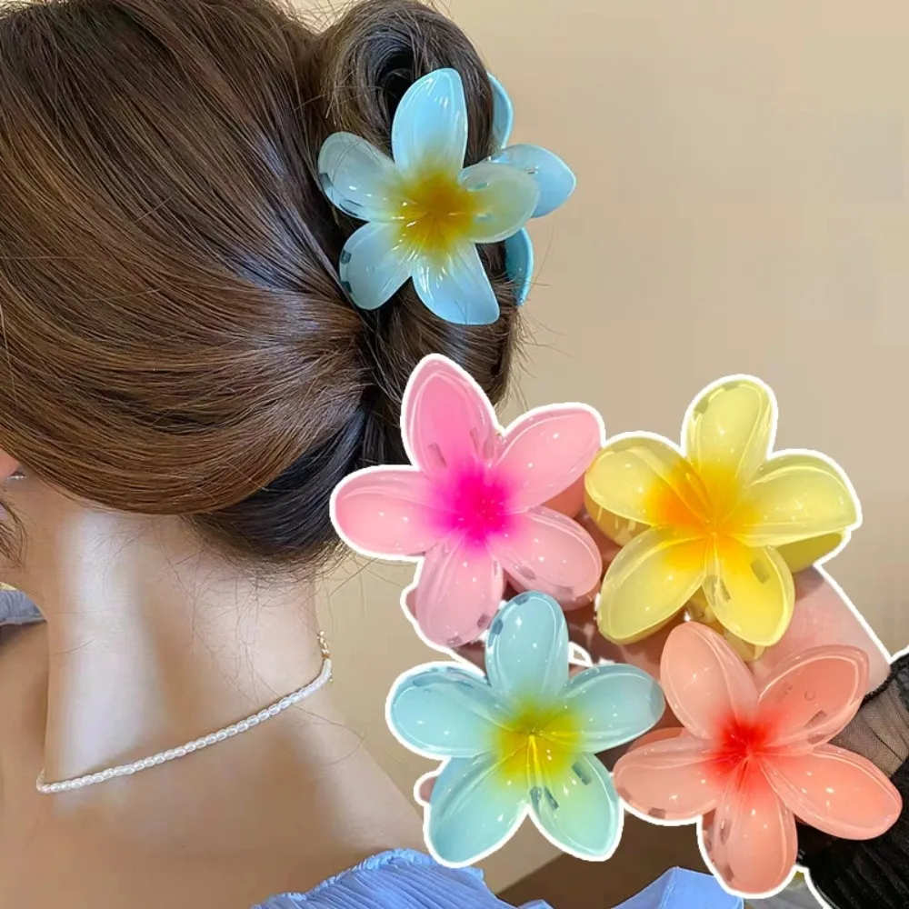 Hawaiian Gradient Hair Clips Flower Hair Claws Big Size Fashion Head wear Hairpin for Women Girls Crab Barrette Hair Accessories