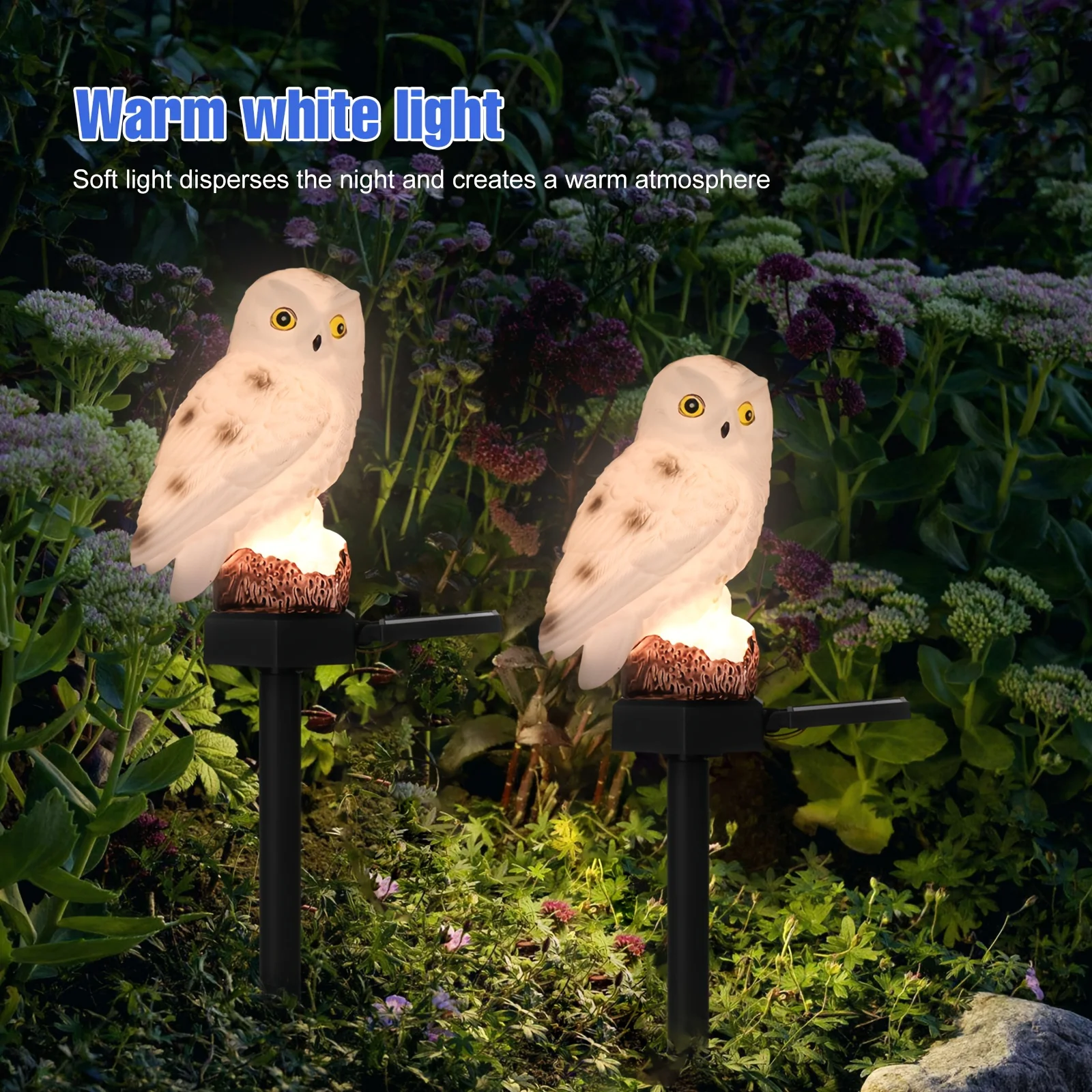 String Light Outdoor - Statue de hibou solaire, lumière de