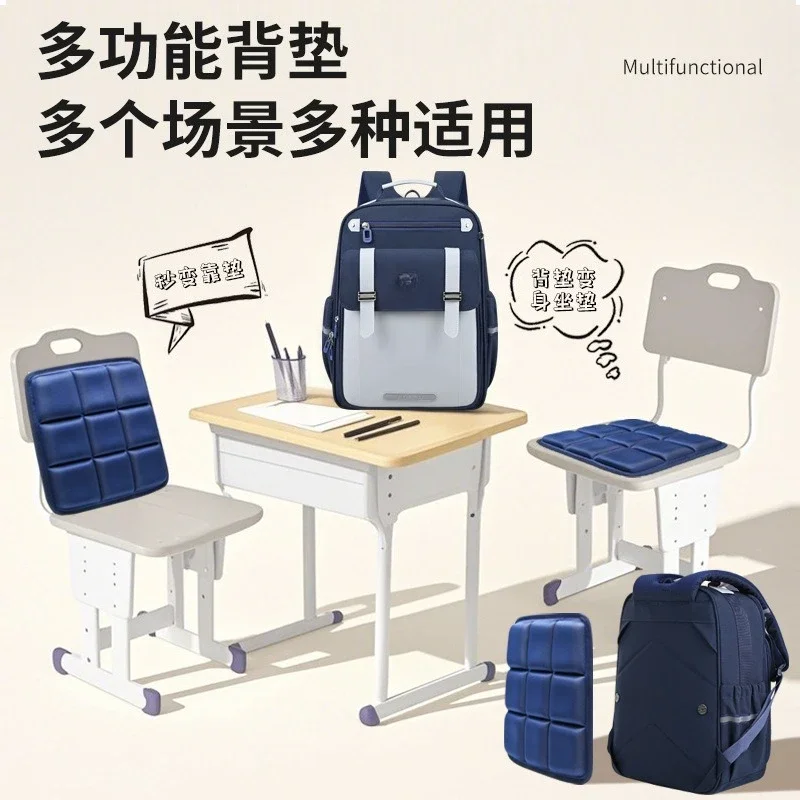 Elementary school bag, removable back waterproof large-capacity load-reducing ridge backpack.