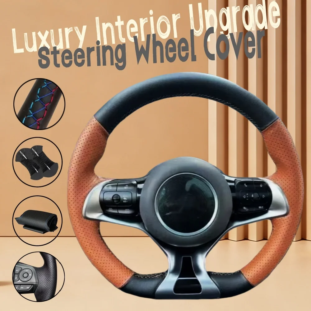 Customiz Microfiber Leather Car Steering Wheel Cover Yuan Plus Dolphin 22-24-25 Atto 3 Ev Steering Wrap Cover For BYD Atto