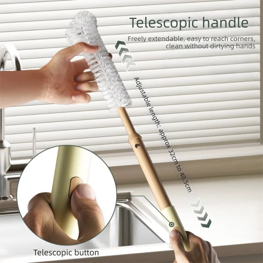 Portable Plastic Multifunctional Bottle Brush Long Handle Handheld Cup Brush Soft Head Cleaning Tools Glass Cleaning