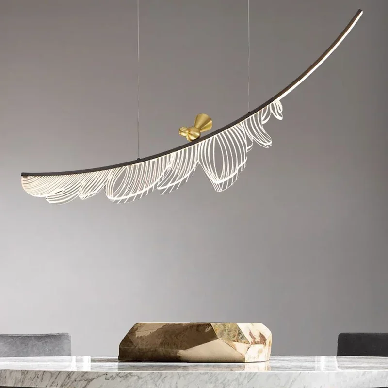 

Nordic Simple Pendant Lamp Acrylic Leaf for Dining Living Room Bedroom Tea House Home Chandelier Light Indoor Lustre Luminaire