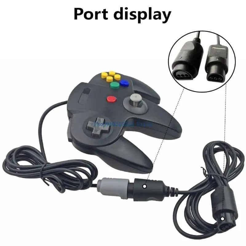  Extender Cord for N64 Flexible Wire Extending Cord Gamepad Extension Cable Black