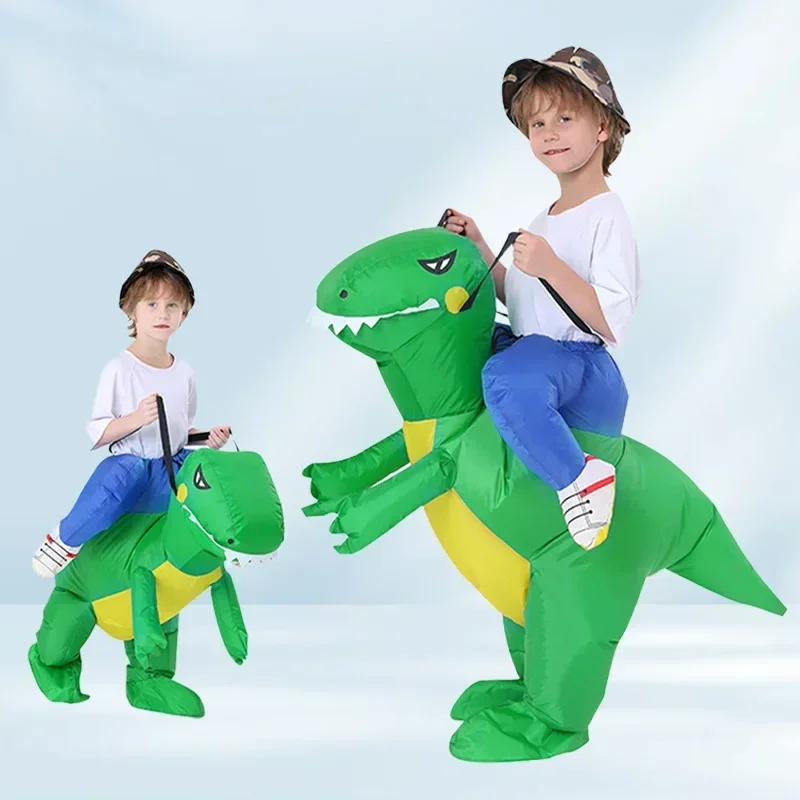 Green Dinosaur Inflatable Costumes for Boys Girls Performance Blow up Clothes Adult Kids Halloween Carnival Party Outfits