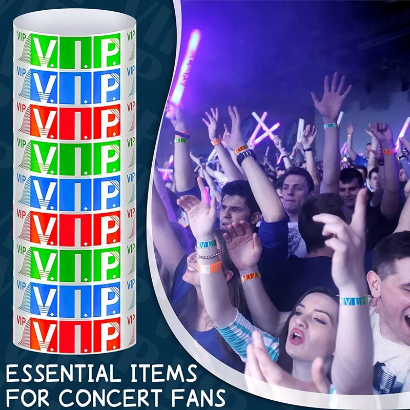 APPLIA-600 Pack VIP Wristbands For Events Waterproof VIP Wristbands VIP Paper Bracelets Wristbands For Party (Red, Blue, Green)