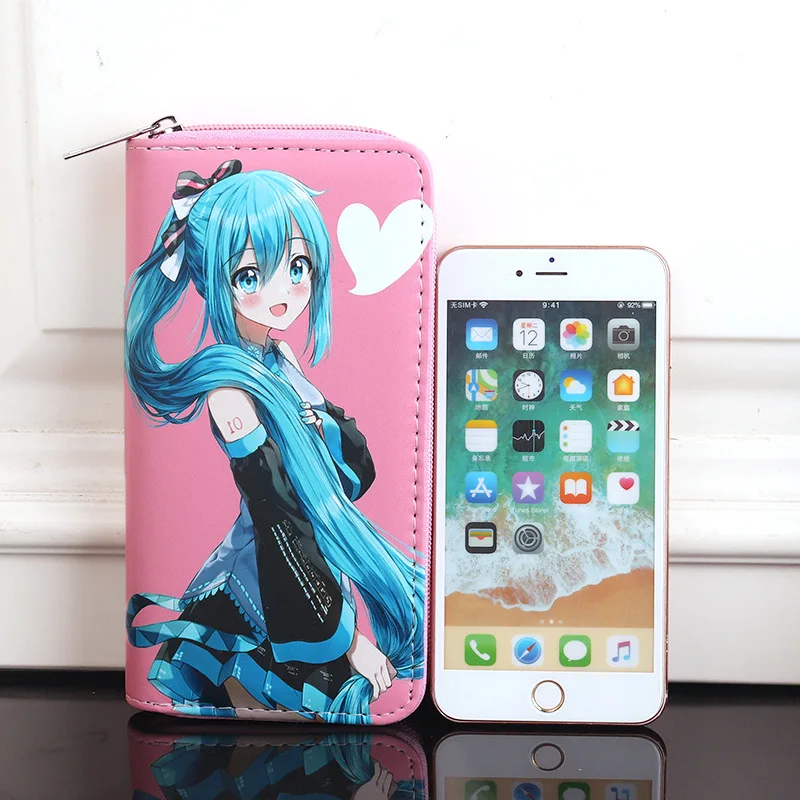 Hatsune Miku Coin Purse Kawaii Female Pu Leather Wallet Card Holder Cartoon Student Wallets Storage Bag Card Package Gifts