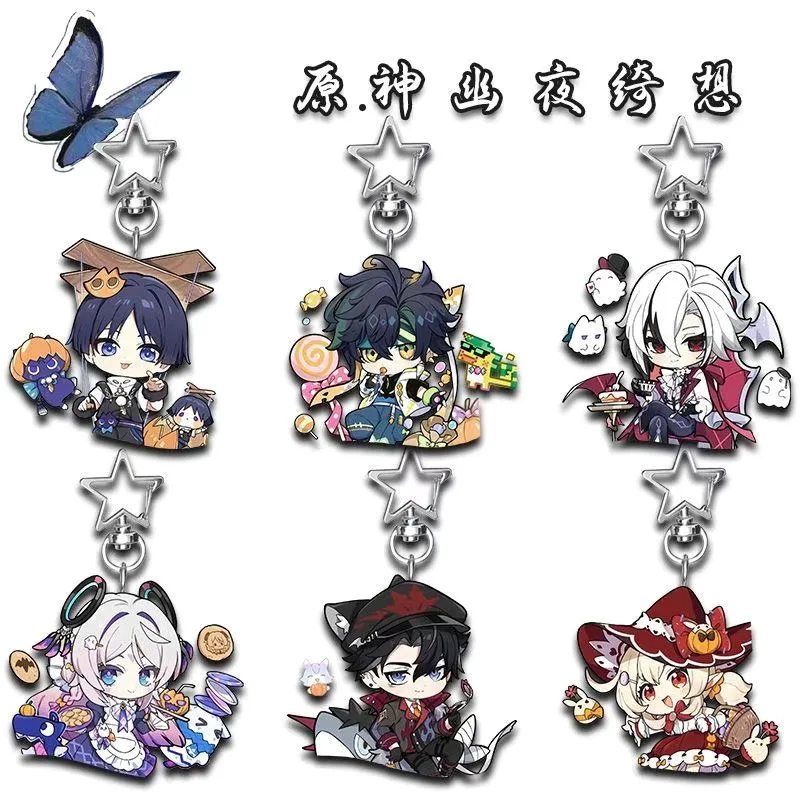 

Genshin Impact Хэллоуин Youyesaki хочет креативным и креативным, милой студенческой школьной сумкой с пуговицами звезды, подвеска для косплея