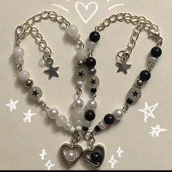 black white matching bracelets Handmade y2k