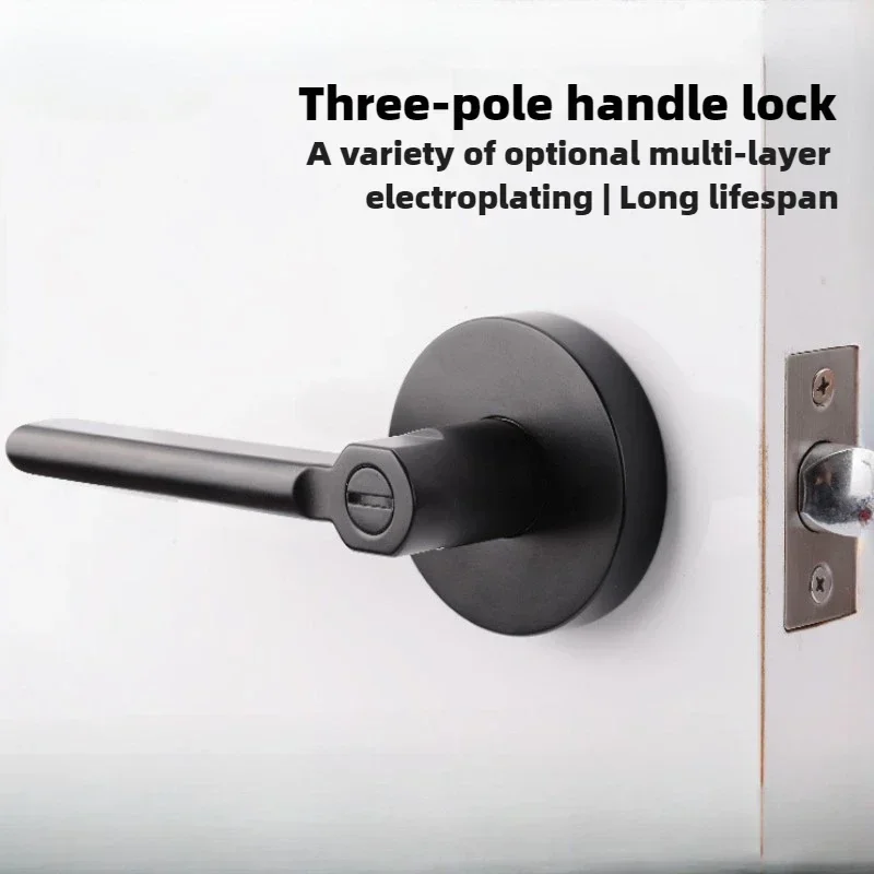 Door Handle Door Lock High-Grade Zinc Alloy Replacement Spherical Lock Bedroom Bathroom Three-Bar Door Lock Hardware