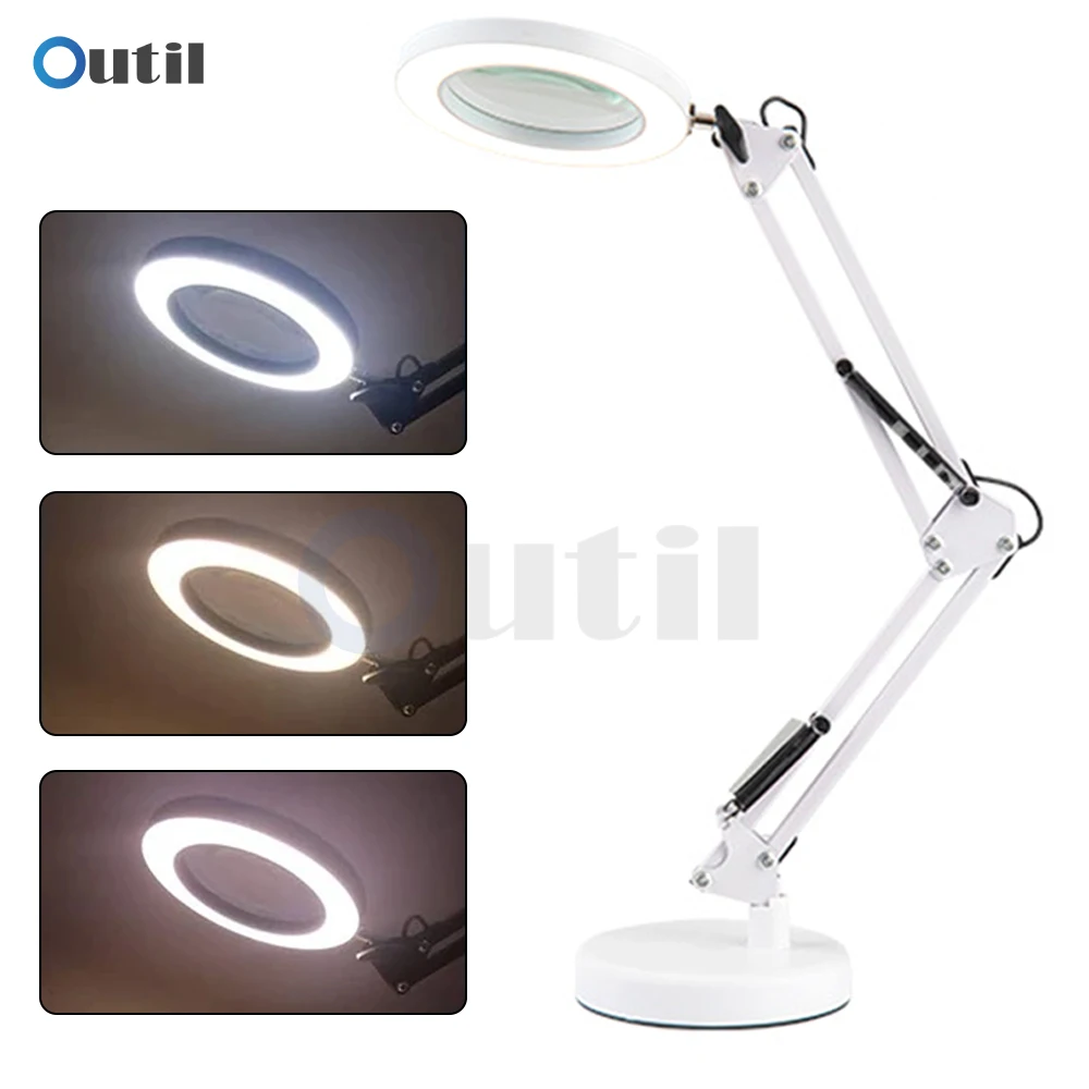 USB Multifunction Magnifying Glass with Led Lights 3 Color Table Lamp Magnifier for Skincare Beauty Reading Soldering Iron