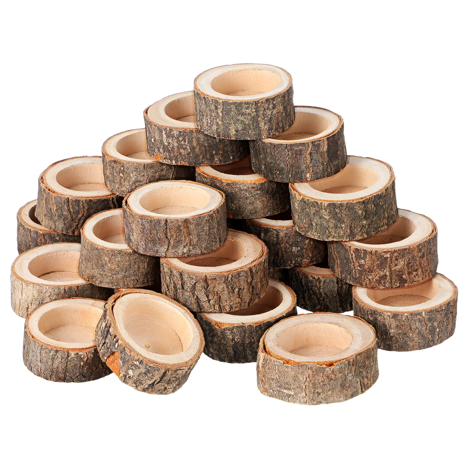 

24Pcs Wooden Tealight Holders Farmhouse Stand for Cozy Atmosphere Tea Light Candles Rustic Centerpieces