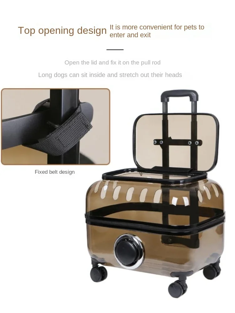 Portable pet trolley trolley cart space capsule transparent cat suitcase large capacity dog backpack