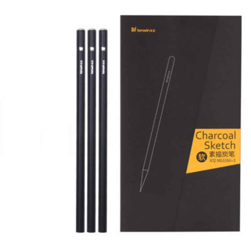 12 Pack Sketch Charcoal Pen Beginners Special Comic Drawing Carbon Black Pencil School Stationery Art Supplies