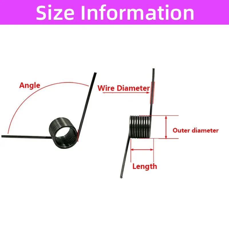 2PCS V-Shaped Torsion Spring Hairpin Spring 60-180 Degree Torsion Springs 3-9 Laps Spring Clip WD 2.5mm