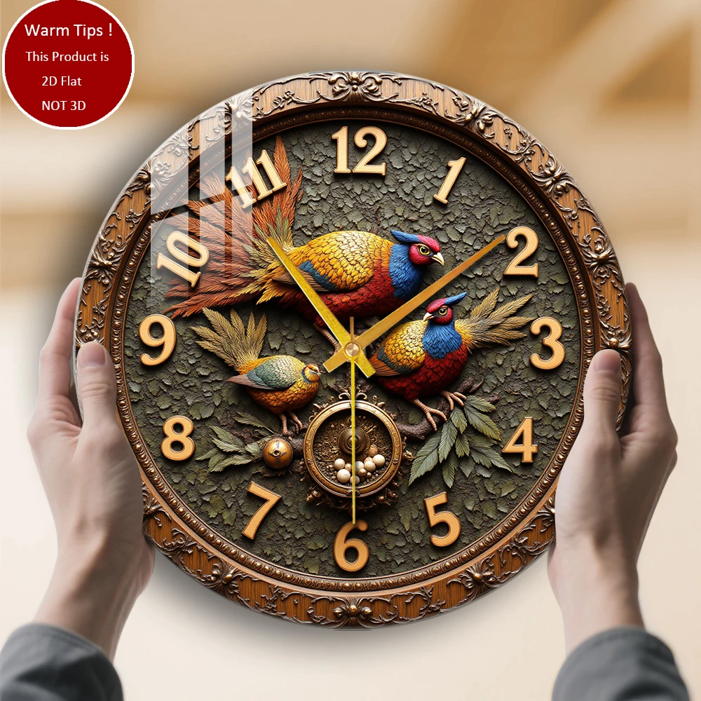 

Настенные часы из закаленного стекла, красочные декоративные часы из фазана, подходящие для декора стен или настольного дисплея в любом месте