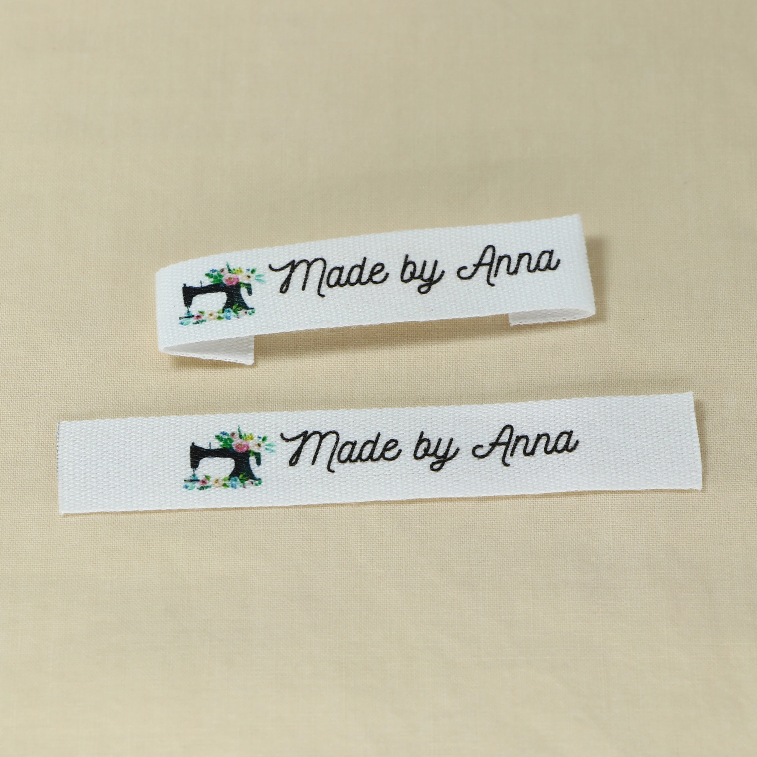 Custom Clothing Labels - Personalized Brand , Organic Cotton Ribbon Labels , Logo or Text,  Sewing Labels (FR264)