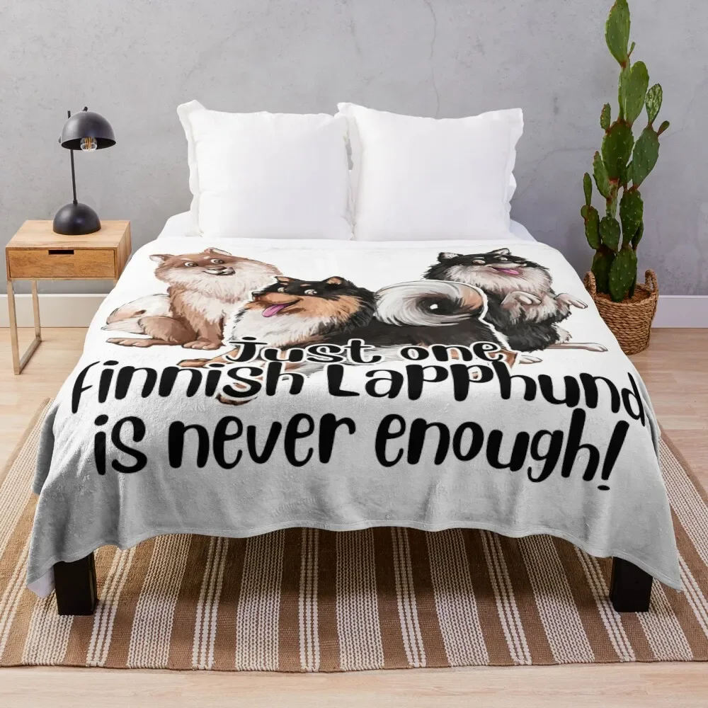 

Finnish Lapphund - One is Never Enough - Black Throw Blanket Soft Big Designers Comforter Blankets