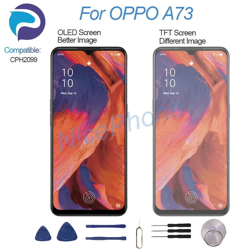Para oppo a73 display lcd tela de toque digitador assembléia