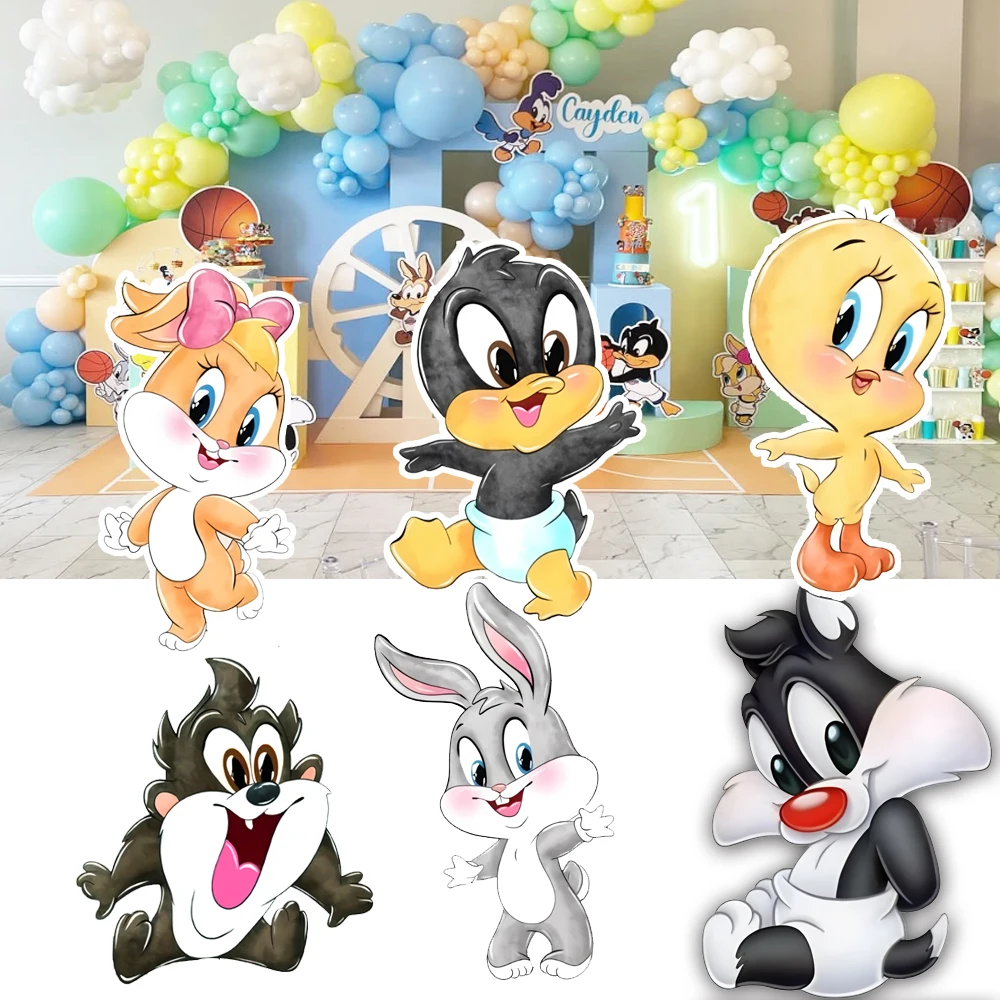 

kit 6 Display Kt Board Baby Looney Tunes Cutouts Backdrop for Baby Shower Birthday Party Decoration Stand Up Photo Props