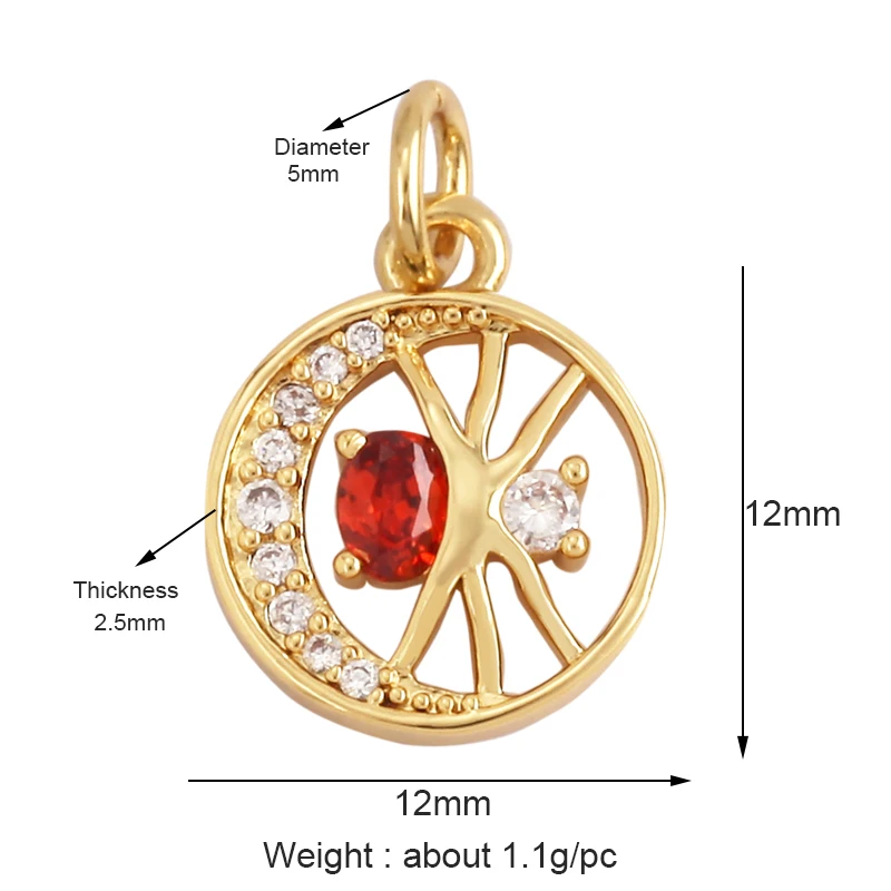 Trendy Sun Moon Star Shell 18K Gold Plated Charm Pendant,Inlaid Shining CZ Zirconia Jewelry Necklace Bracelet Making Supply M52