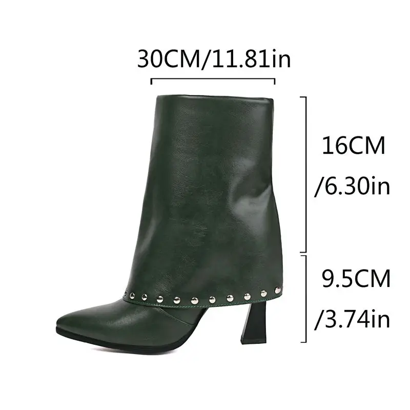 Girseaby 2025 أحذية نسائية منتصف العجل بمقدمة مدببة وكعب غير مريح 9.5 سم سحاب كريستال مقاسات كبيرة 42 43 موضة للتاريخ #2