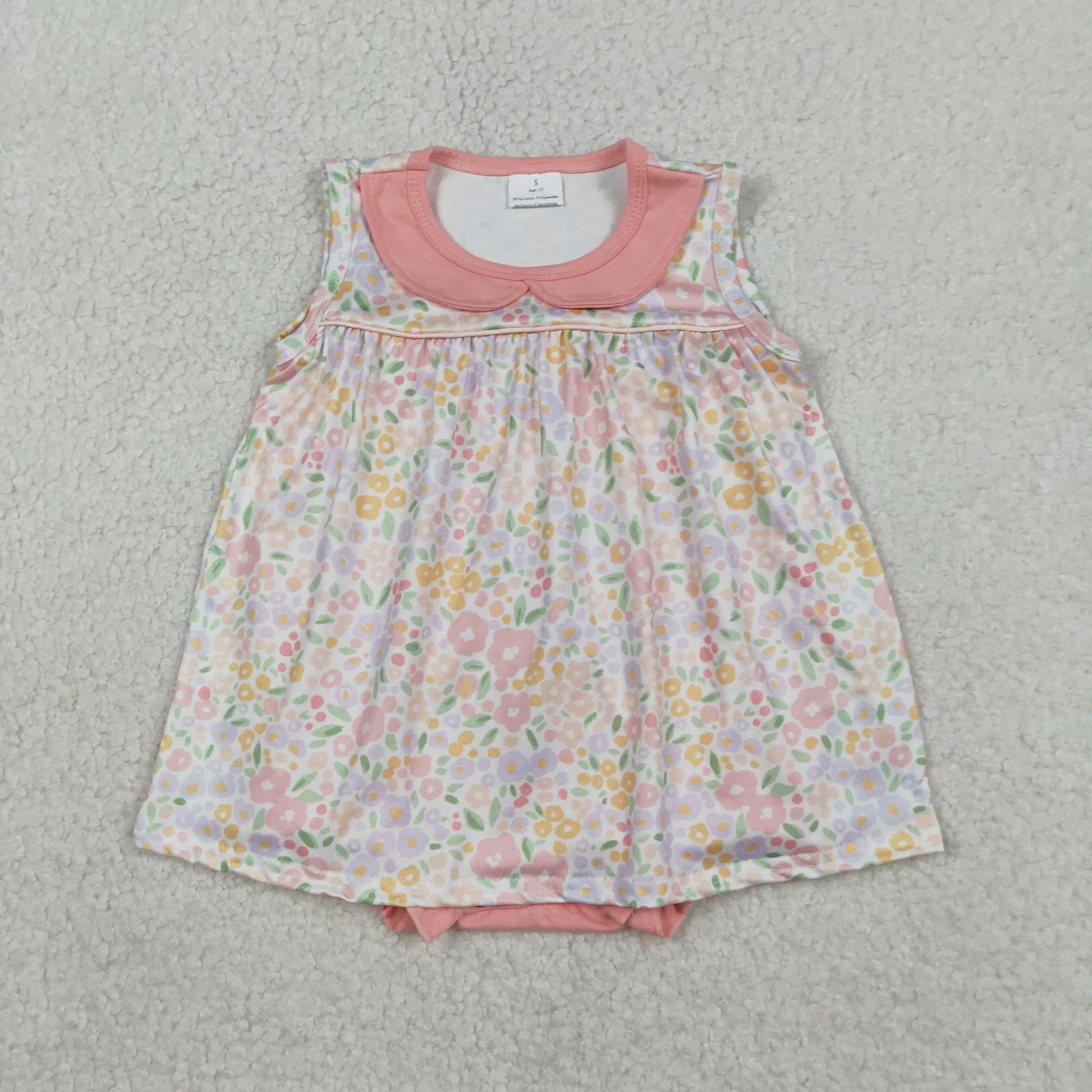 

z0107-20 SR3628 Wholesale baby rompers kids clothes girl floral vest romper boutique children clothing