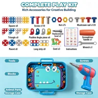 351Pieces Children Tool Set Electric Drill Screw Nut Puzzle Toys Pretend Play Dinosaur Drilling Assembly Educational Toy Boy 6