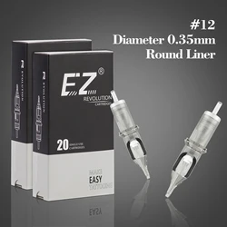 EZ Revolution Cartridge Tattoo Needles  Round Liners # 12 0.35mm for 1RL 3RL 5RL Cartridge Tattoo Machine  Pen Grips 20 PCS/Box