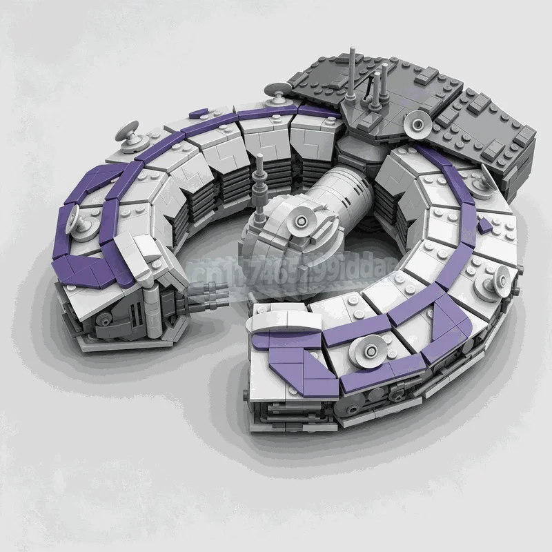 1124PCS Futuristic Ring Space Station Building Blocks Mid Scale Starship Model DIY Assembly Set Galactic Decor Collection Gift