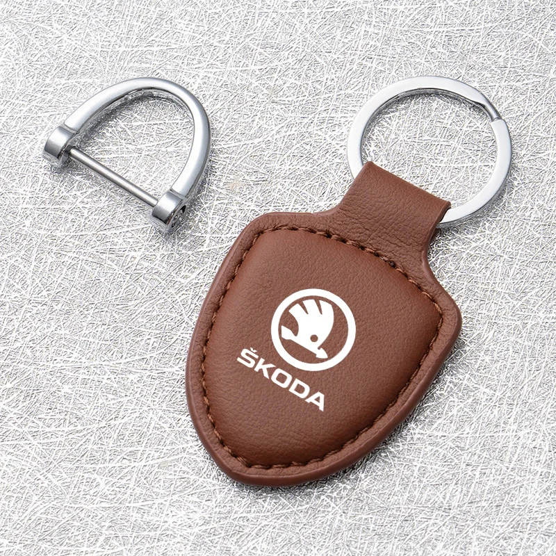 Suede Leather Car Shape LOGO Key Chain Auto Keyring Jewelry Accessories for Skoda octavia fabia rapid yeti superb octavia a5 a7