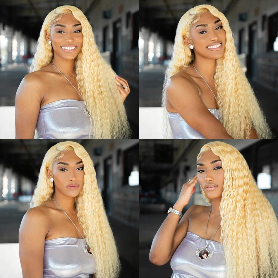 Wig renda depan 13x4 Honey Blonde Deep Wave Lace Wig 613 Lace Frontal Wig Brazilian 13x6 HD Wig rambut manusia keriting transparan untuk wanita