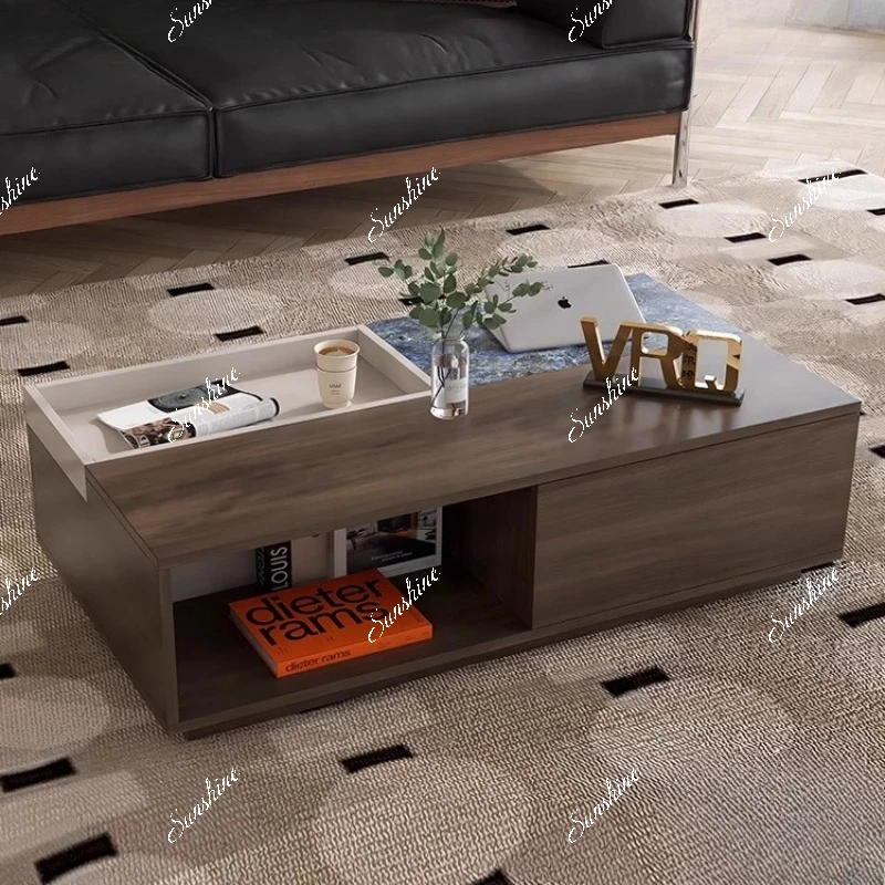 

Solid wood coffee table simple modern household small apartment storage side table