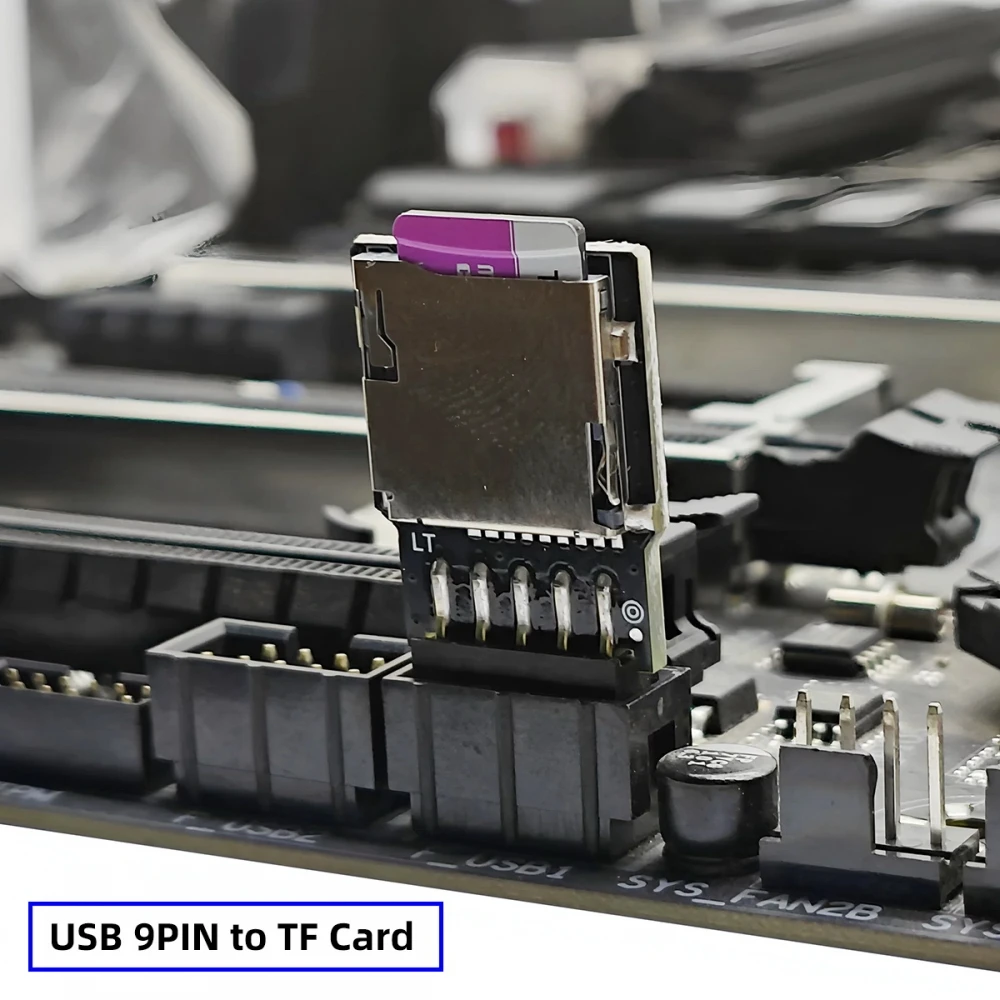 USB2.0 9Pin Header to Micro SD TF Card Reader Adapter Riser Board for Desktop PC Motherboard Internal Mini Card Reader Converter