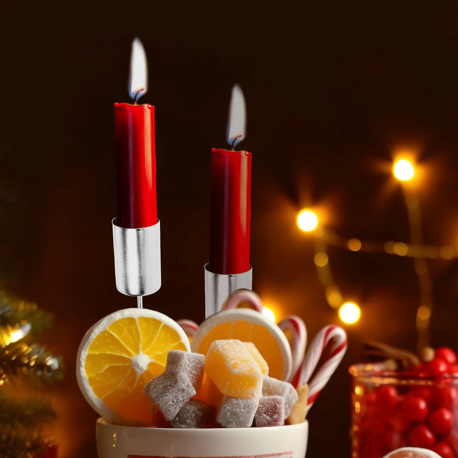 

5Pcs Cup with Spike Iron Christmas Holder for Festive Decorations Dinner Table Centerpiece Holiday Party Supplies