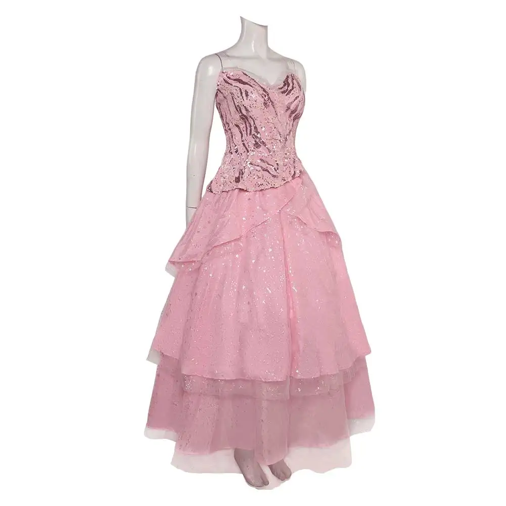 2024 Movie Wiked Glinda Fantasia Cosplay Costume Women Pink Skirt Dress Set For Women Disguise Halloween Party Elegant Outfits