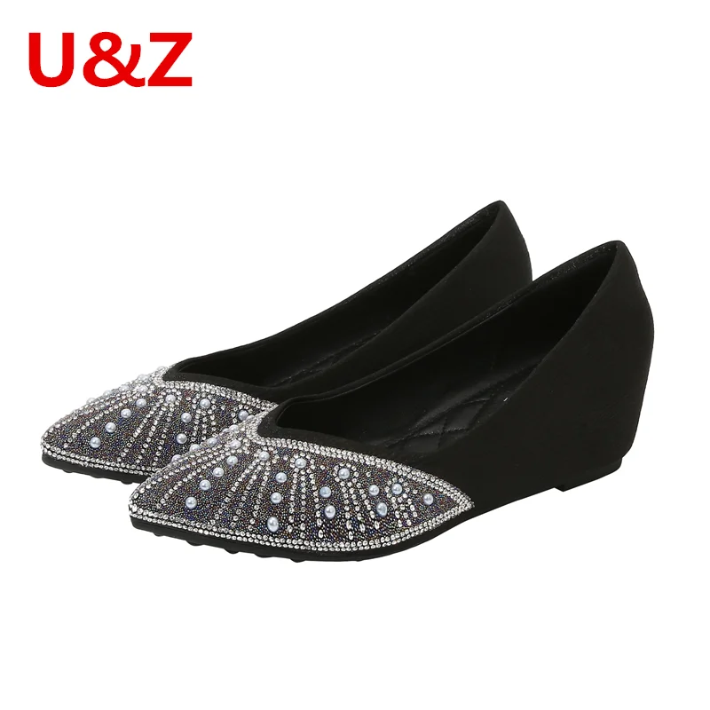 

Comfy Pumps Office Shoes Satin Glitter wedges match dress for Girls Slim Woman Middle heels elegant pumps Small size Women shoes