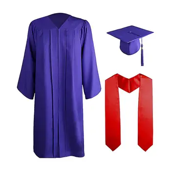 3 Stks/set 2024 Volwassen Afstudeerjurk Hoedset Met Franjes Academische Hoed Bachelor Kostuum Academische Jurk Universiteit School Uniform Gewaad