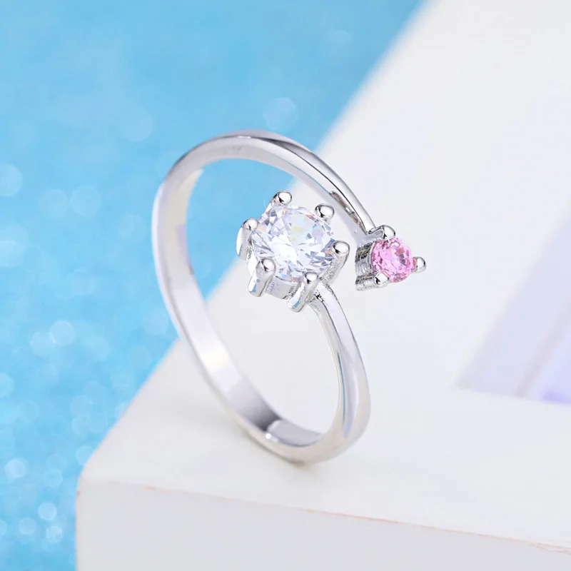 Real 925 Sterling Silver Male Female Couple Ring Sets Woman Man Wedding Engagement Promise Jewelry Cubic Zirconia Prong Setting