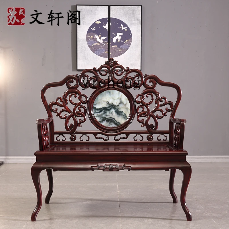 

LX mahogany classical furniture double chair solid wood leisure living room sofa