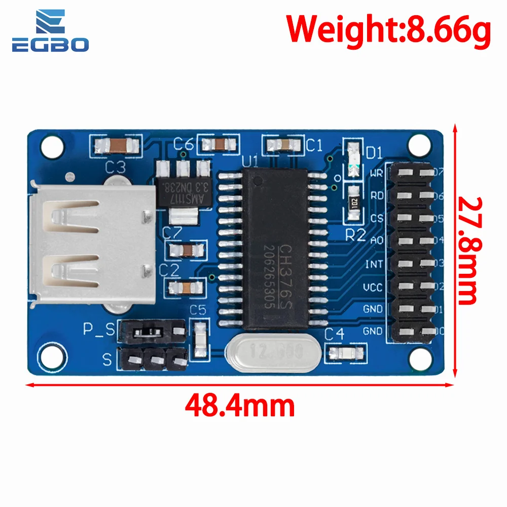 1PCS~10PCS EGBO CH376 CH376S U Disk Read Write Module Supports USB Control Transfer 12MHz