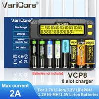 VariCore VCP8 VCP4 8-Slot LCD Smart Charger Capacity Tester, suitable for 3.7V Li-ion, 1.2V NiMH, and 3.2V LiFePO4 batteries