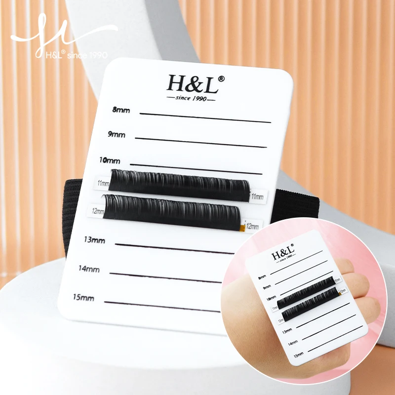 H&L SINCE 1990 Eyelash Tile Eyelashes Extensions White Background With Length Marker High Quality Easy To Clip Eyelashes