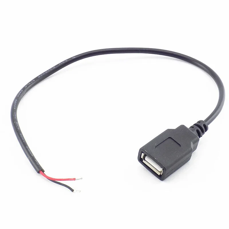 30 سنتيمتر كابل إمداد الطاقة 2 دبوس USB 2.0 أنثى ذكر 4 دبوس سلك جاك شاحن شحن الحبل تمديد موصل لتقوم بها بنفسك خط 5 فولت