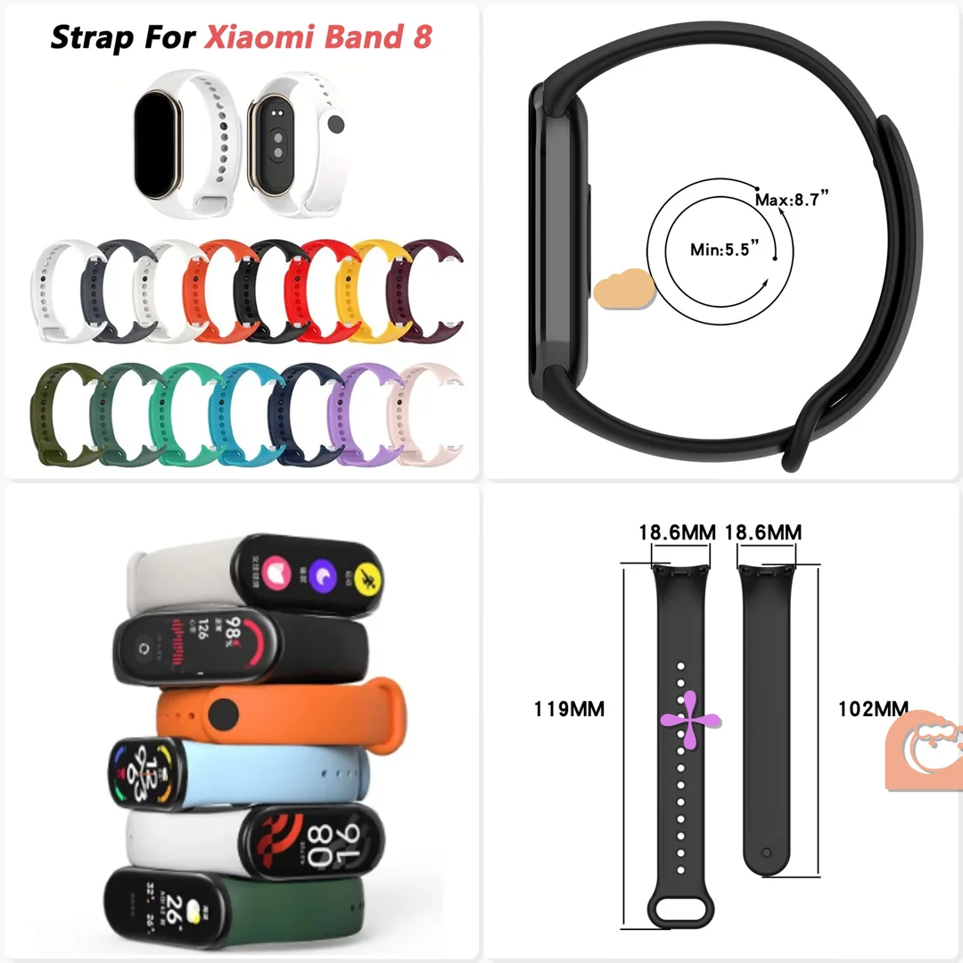 High Quality Silicone Wristband for Xiaomi Smooth Texture Sporty Deployant Clasp Daily Commute Casual Style Match