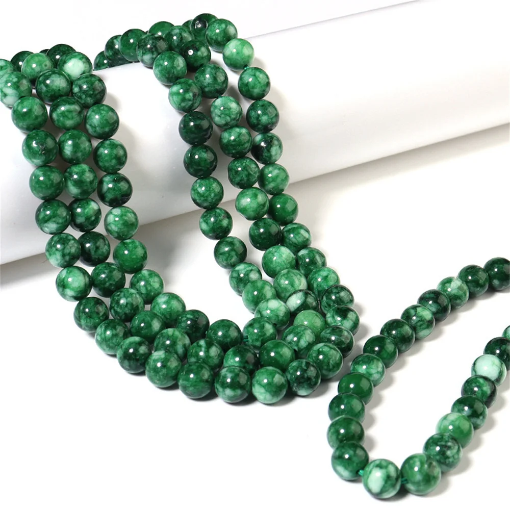 

Natural Green Emerald Jades Round Beads for Jewelry Making SuppliesDIY Bracelet Necklace Accessories 4/6/8/10/12mm