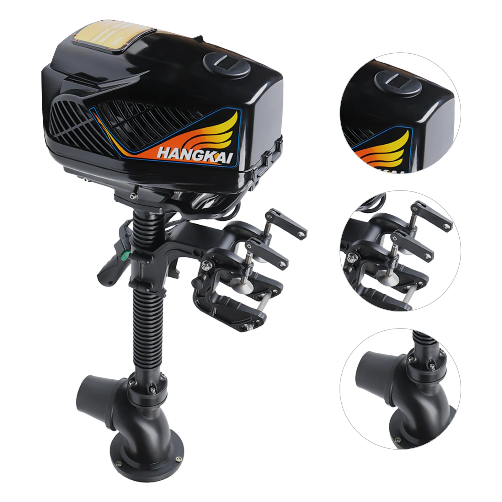 4 HP 4-Stroke Gas/Electric Outboard Motor Fishing Boat Trolling Engine Air Cooling 1000W 48V 3000-3700rpm Tiller Control