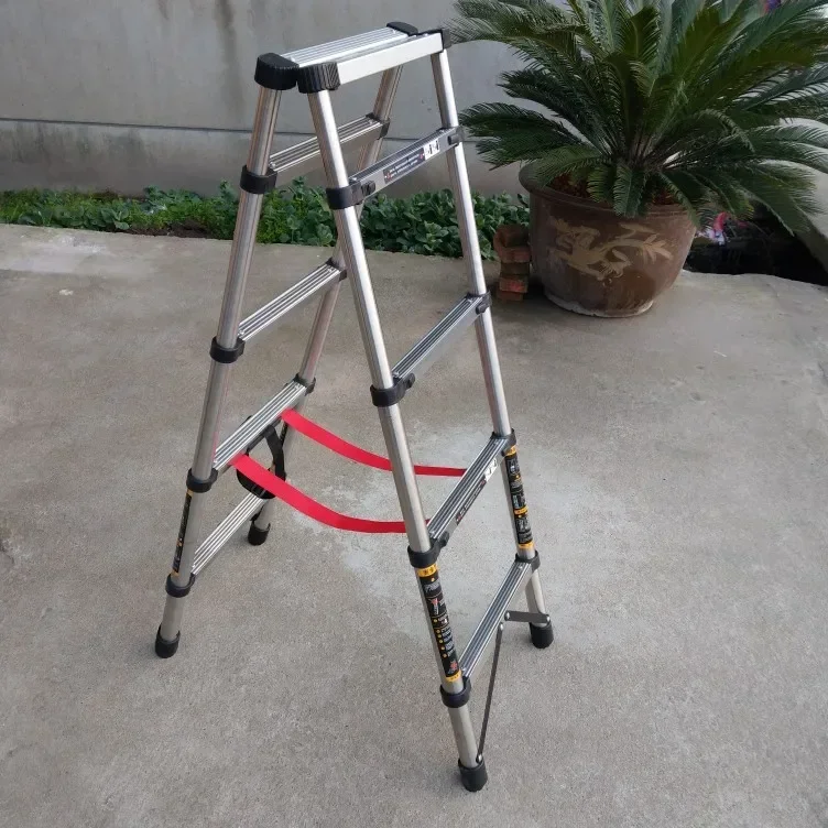 Stainless steel telescopic herringbone ladder thickened walking herringbone ladder for household use 5