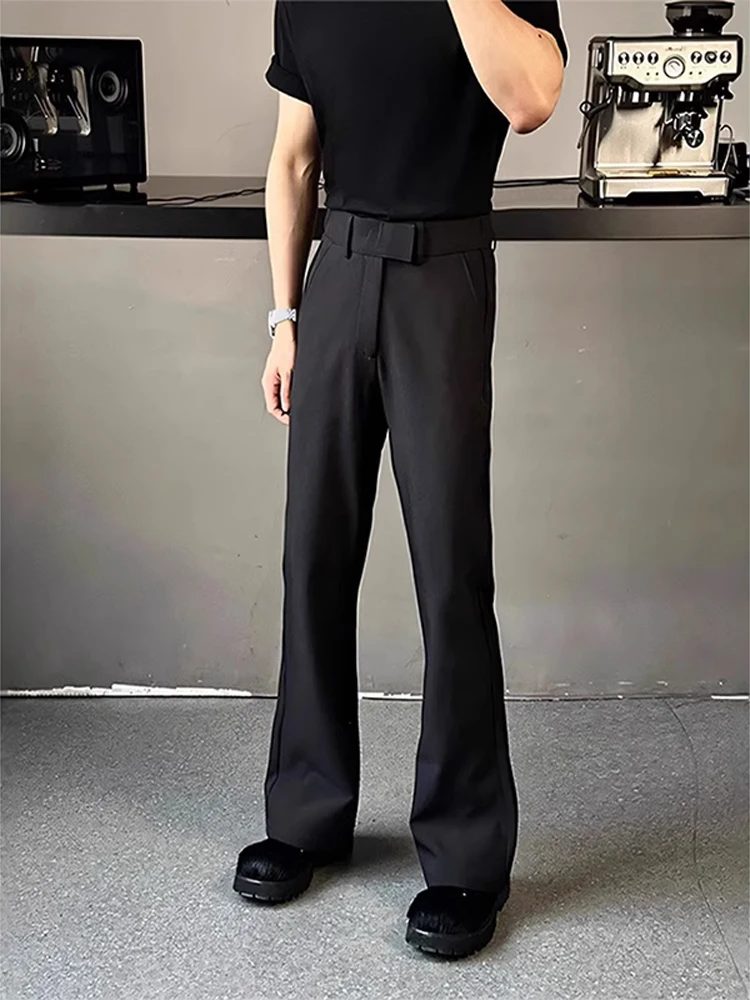 

American Sle High Waist Draped Micro Flared Men's Pants Spring Slim Loose Casual Straight Tube Trousers for Teens