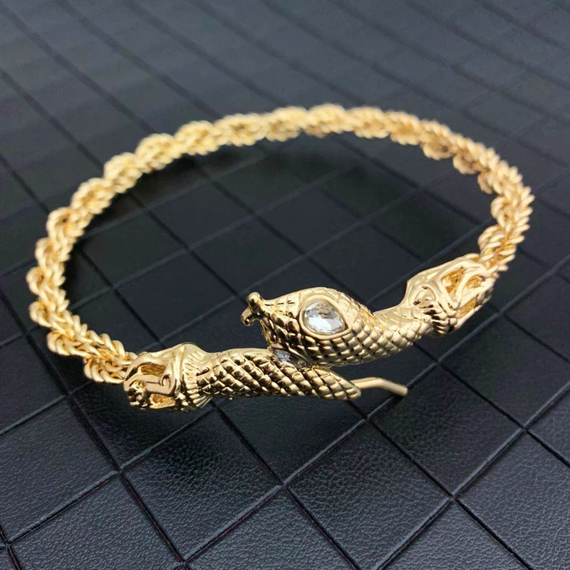 Dubai Muslim Middle East Chic Gold Color Snake Bracelet Arabian Luxury Charm Bracelet Bracelet Large Bridal Anklet Jewelry